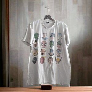 Vintage Marvel Unisex Multiple Character Faces Tee Shirt M Spiderman Wolverine